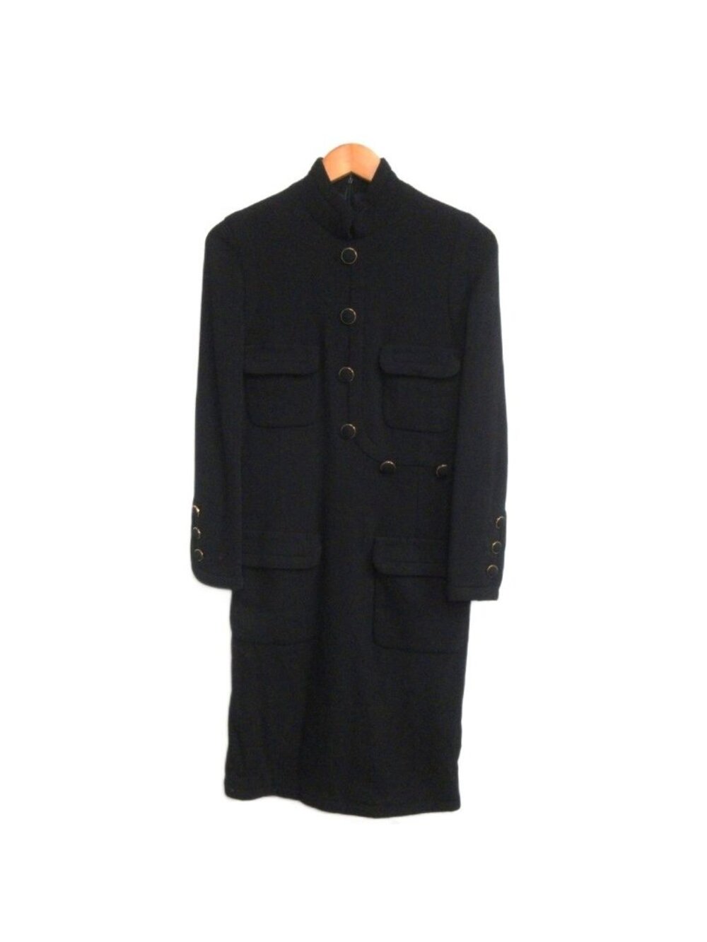 Chanel Boutique Vintage Dress High Neck Handwritten Tag Black 38